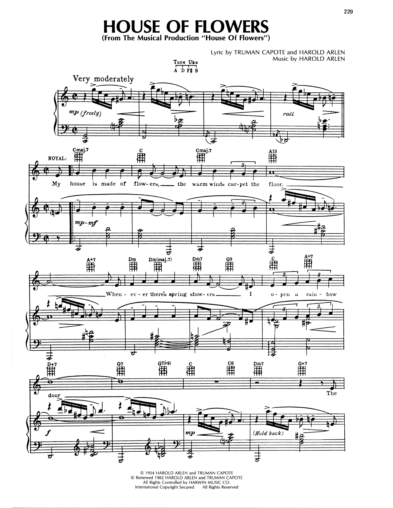Produktgalerie: Seite 1 von 1 House Of Flowers, Harold Arlen, Gesang, Gitarre, Klavier