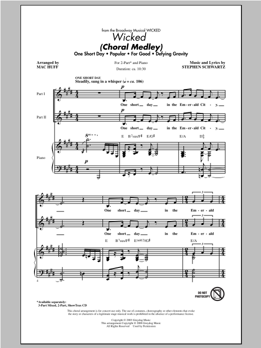 Produktbild zu: Wicked (Choral Medley) (arr. Mac Huff)