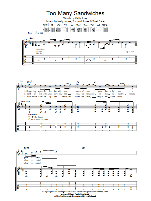 Produktgalerie: Seite 1 von 1 Too Many Sandwiches, Stereophonics, Gitarre