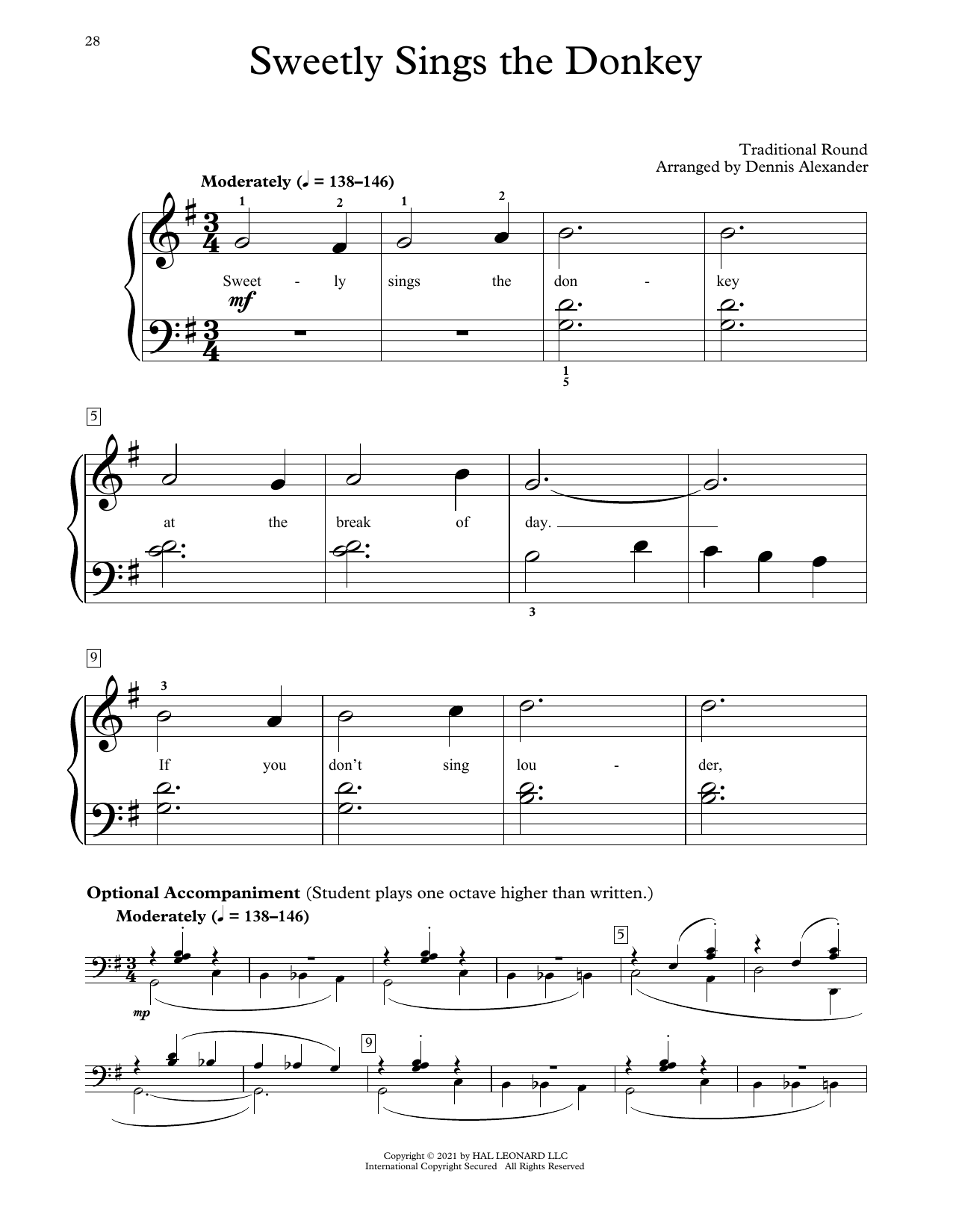 Product picture to: Sweetly Sings The Donkey (arr. Dennis Alexander)