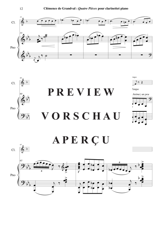 Product gallery: Page 13 of 21 Quatre Pièces , , (clarinet in Bb + piano)