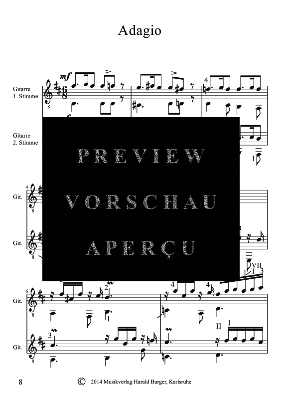 Produktgalerie: Seite 11 von 11 Sonate D Dur für zwei Galliconen, , Duo für 2 Gitarren bearbeitet
