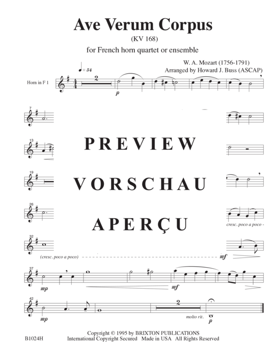 Produktgalerie: Seite 7 von 10 Ave Verum Corpus , , (4 Hörner)