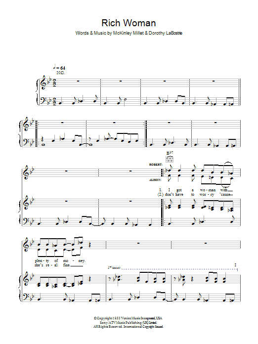 Produktgalerie: Seite 1 von 1 Rich Woman, Robert Plant & Alison Krauss, Gesang, Gitarre, Klavier