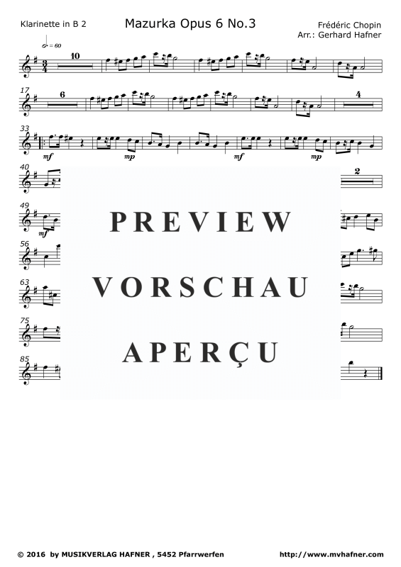 Product gallery: Page 8 of 11 Mazurka Opus 6 No.3, , (Clarinet Quintet)