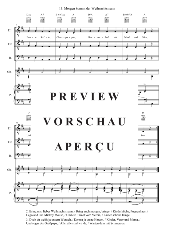 Produktgalerie: Seite 3 von 3 Morgen kommt der Weihnachtsmann , , (Männerchor, Gitarre + Klavier)