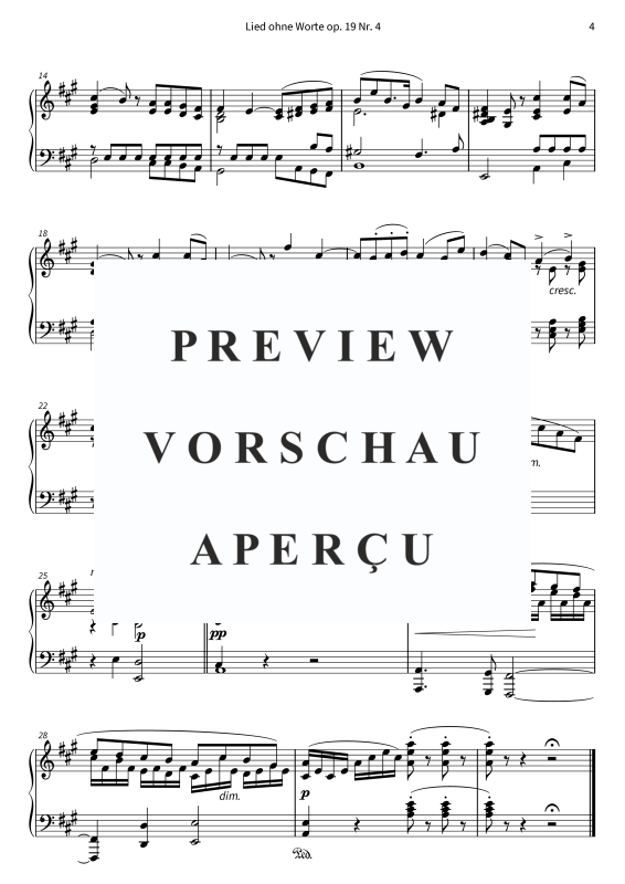 Produktgalerie: Seite 6 von 6 Lied ohne Worte op. 19 Nr. 4, , Klavier Solo