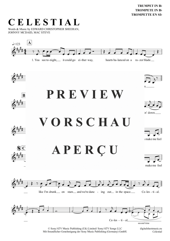 gallery: Celestial, Sheeran, Ed, Trompete in B