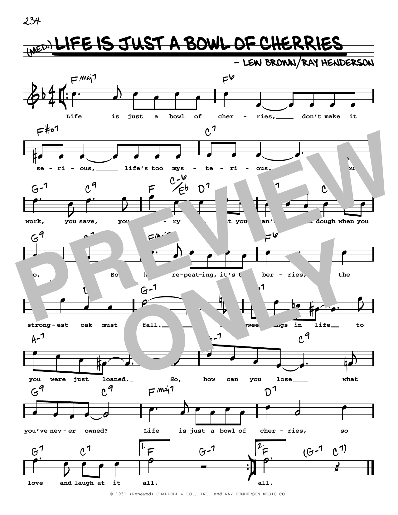 Produktbild zu: Life Is Just A Bowl Of Cherries (High Voice) (from George White's Scandals)