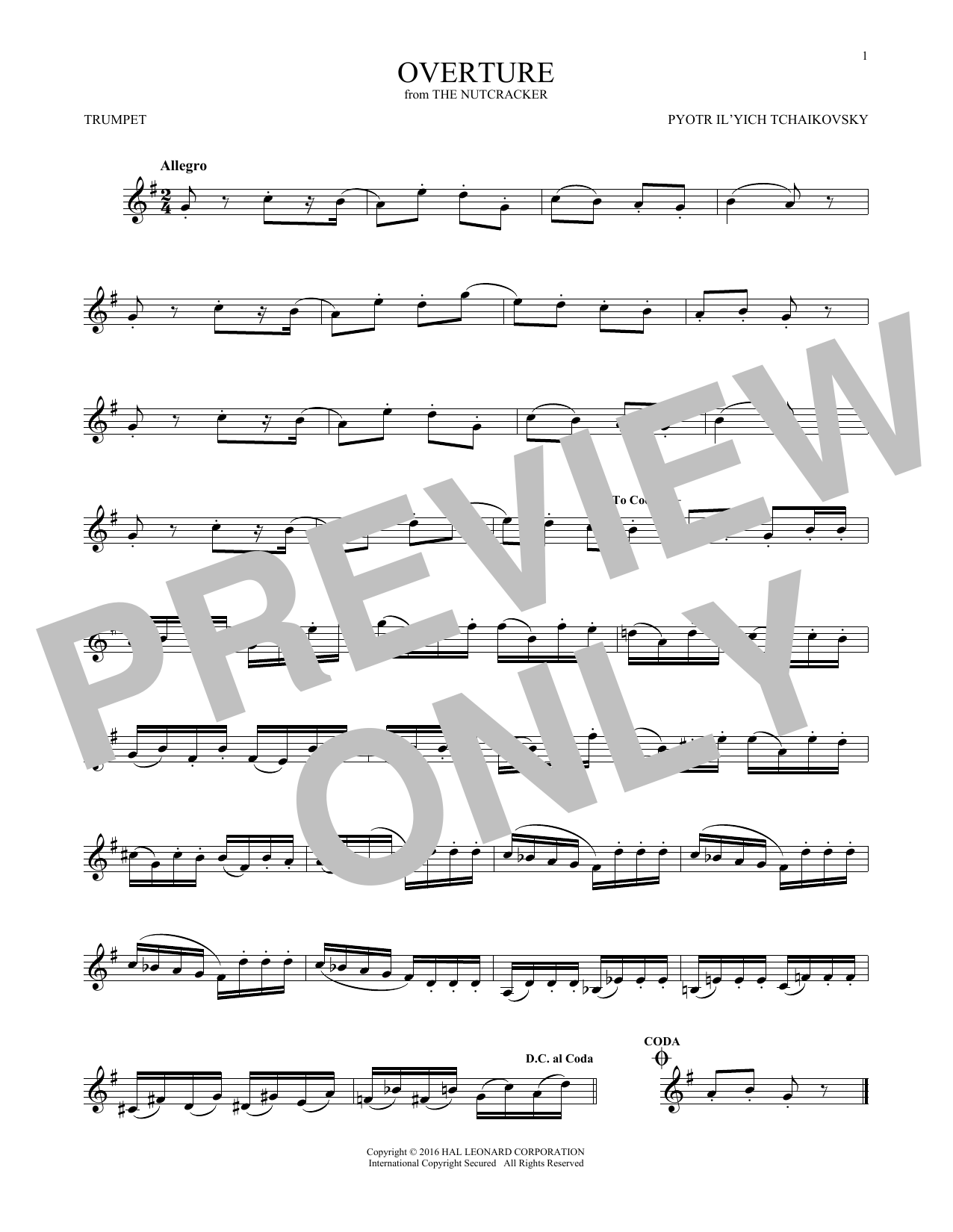 Produktgalerie: Seite 1 von 1 Overture, Pyotr Il'yich Tchaikovsky, Trompete