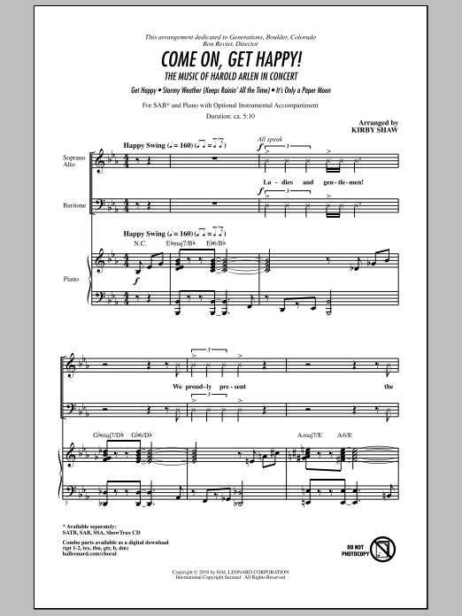 Product picture to: Come On, Get Happy! The Music Of Harold Arlen In Concert (Medley)