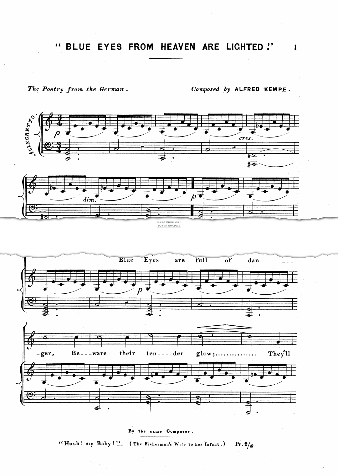 Produktgalerie: Seite 1 von 1 Blue Eyes From Heaven Are Lighted, Alfred Kempe, Gesang, Klavier