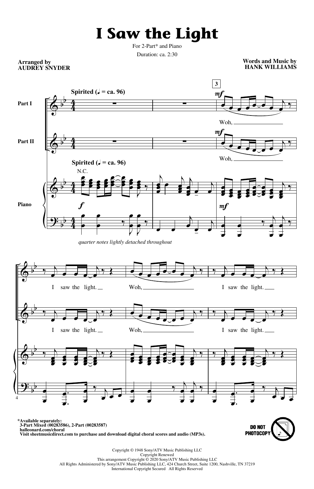 Product picture to: I Saw The Light (arr. Audrey Snyder)