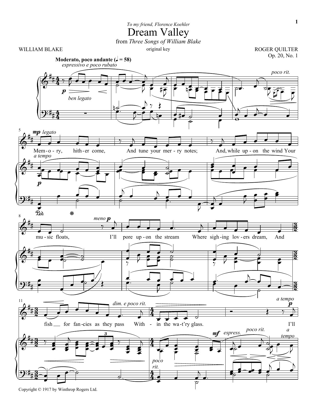 Produktbild zu: Dream Valley, Op. 20, No. 1