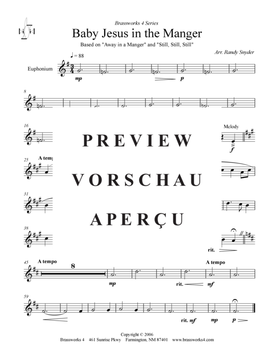 Produktgalerie: Seite 9 von 9 Baby Jesus in the Manger, , (2xTrompete in B, Horn in F, Posaune)