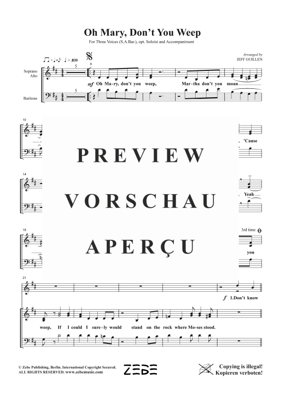 Produktgalerie: Seite 3 von 8 Oh Mary, Don´t You Weep, , Gemischter Chor SAB, Solo und Klavier