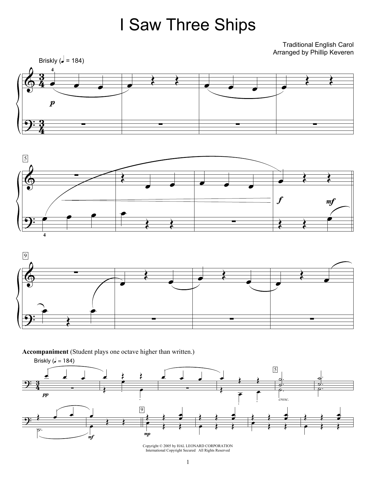 Product picture to: I Saw Three Ships (arr. Phillip Keveren)