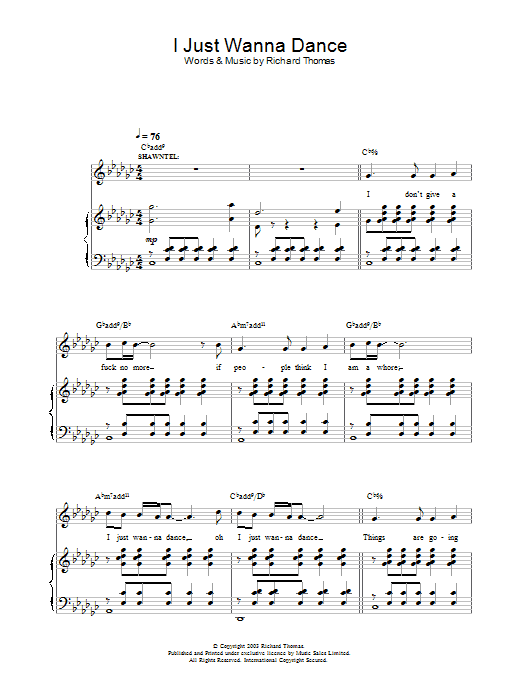 Product picture to: I Just Wanna Dance (from Jerry Springer The Opera)