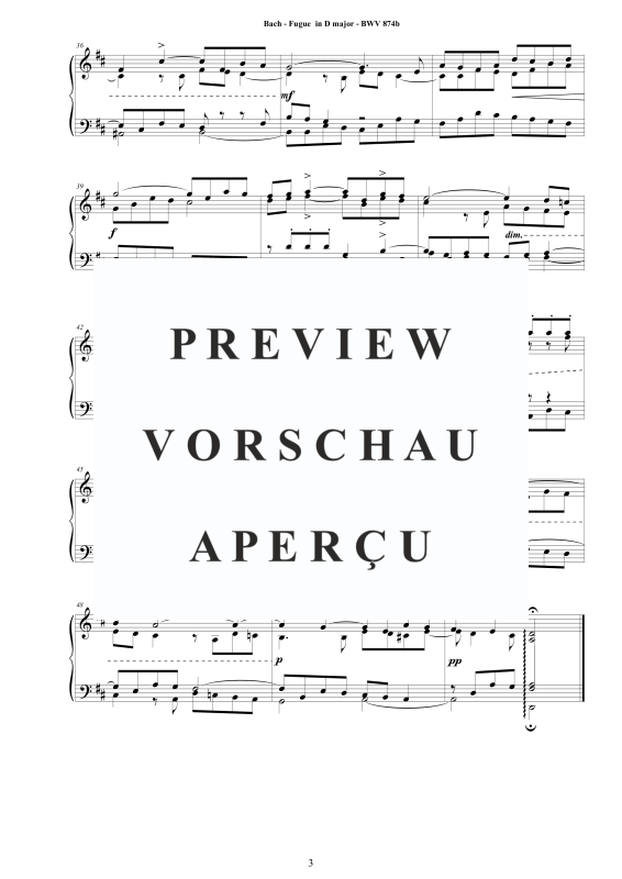 Produktgalerie: Seite 4 von 5 Fuge in D-Dur BWV 874b, , Klavier Solo