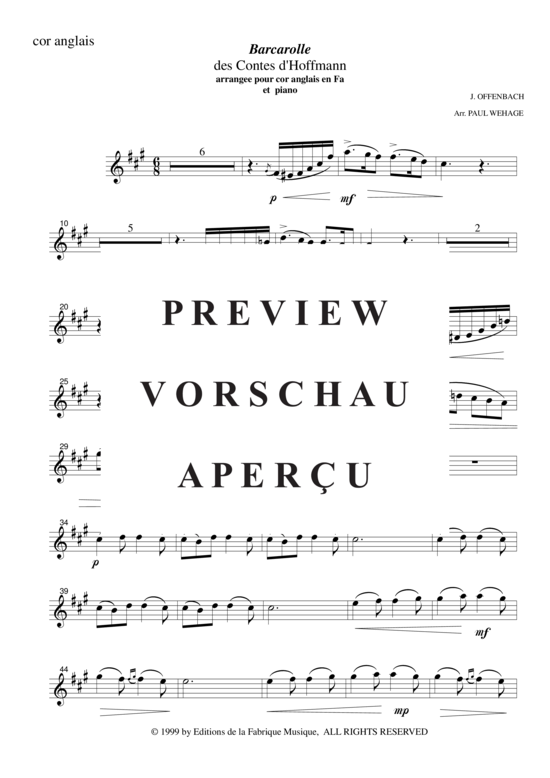 Produktgalerie: Seite 15 von 16 Barcarolle from The Tales of Hoffmann , , (Englischhorn + Klavier)