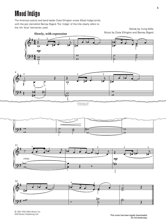 Produktgalerie: Seite 1 von 1 Mood Indigo, Duke Ellington, Klavier