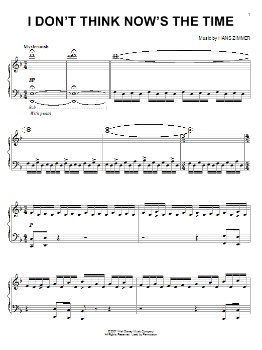 Product gallery: Page 1 of 1 I Don't Think Now's The Time (from Pirates Of The Caribbean: At World's End), Hans Zimmer