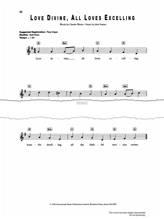 Produktgalerie: Seite 1 von 1 Love Divine, All Loves Excelling, John Stainer, Gesang, Keyboard