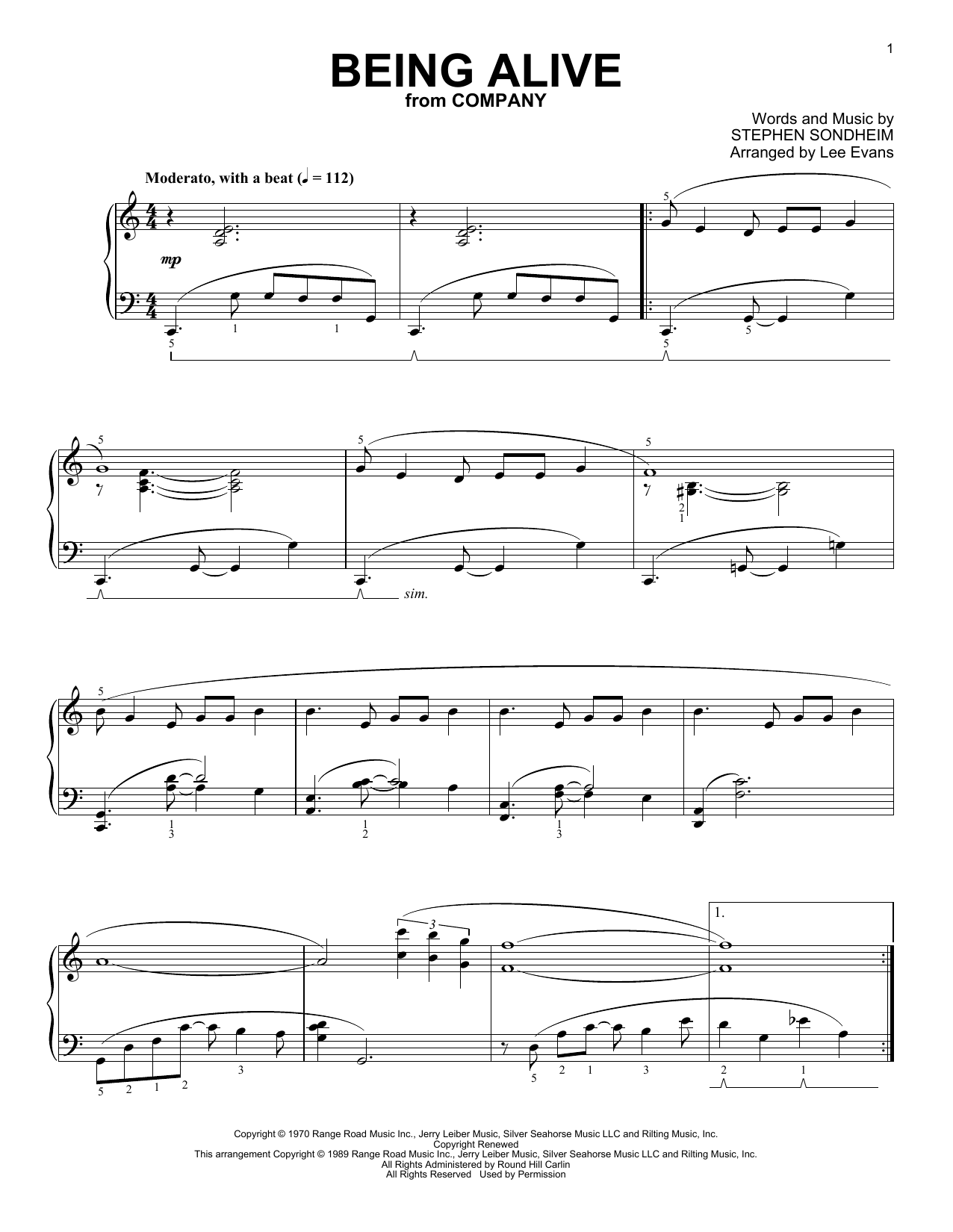 Produktbild zu: Being Alive (from Company) (arr. Lee Evans)