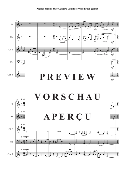 Produktgalerie: Seite 18 von 21 Three Austere Chants , , (Holzbläserquintett)