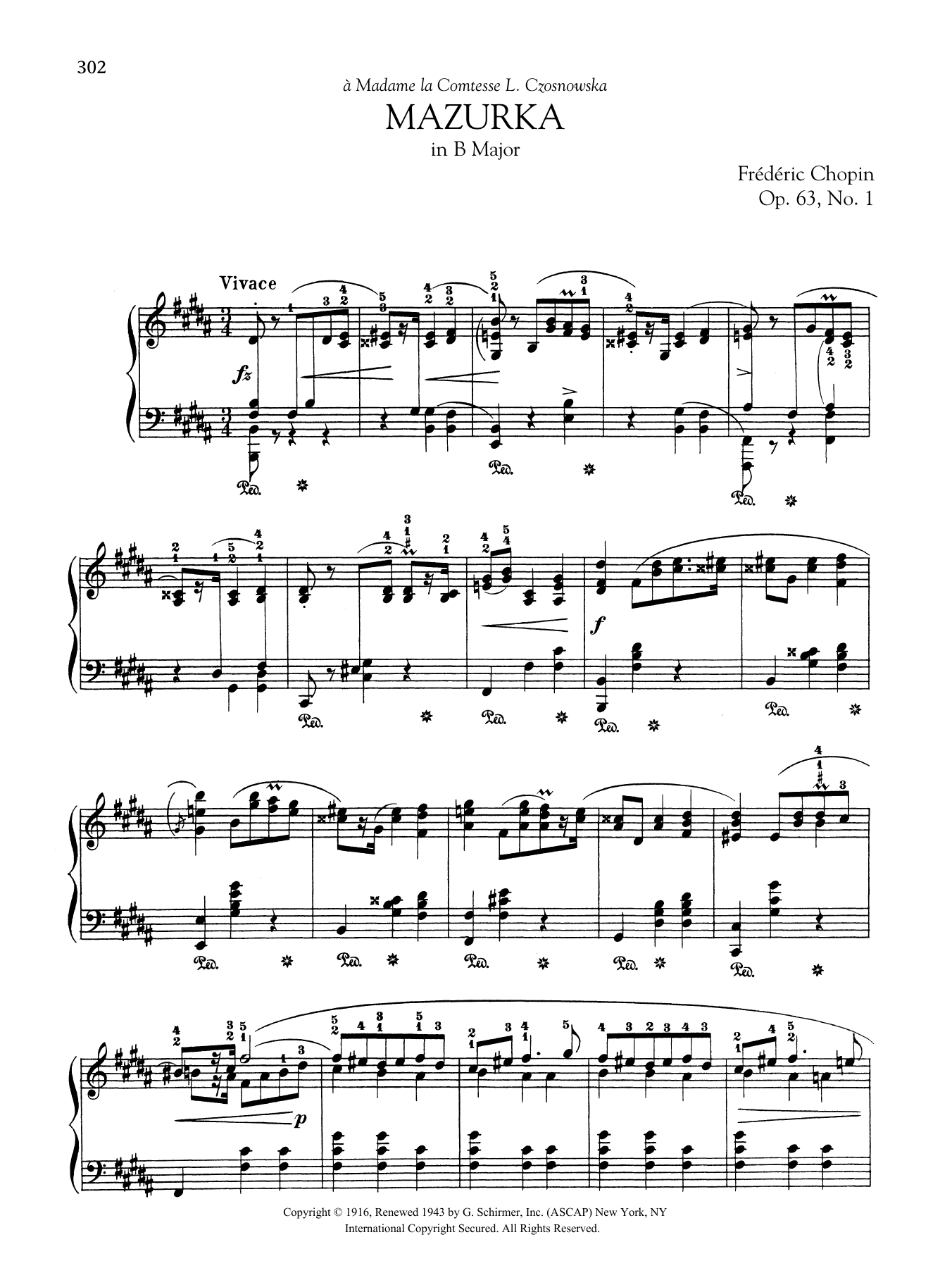 Product gallery: Page 1 of 1 Mazurka in B Major, Op. 63, No. 1, Frédéric Chopin
