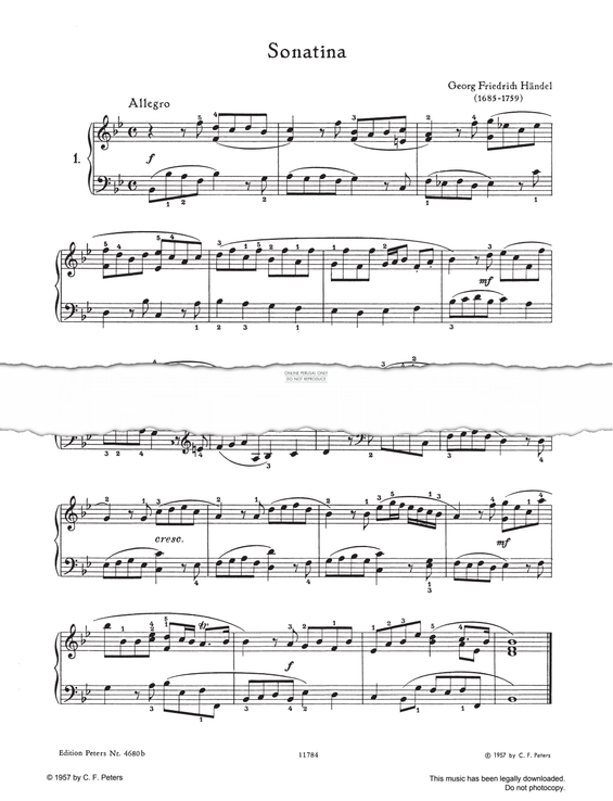 Produktgalerie: Seite 1 von 1 Sonatina B-major, George Frideric Handel