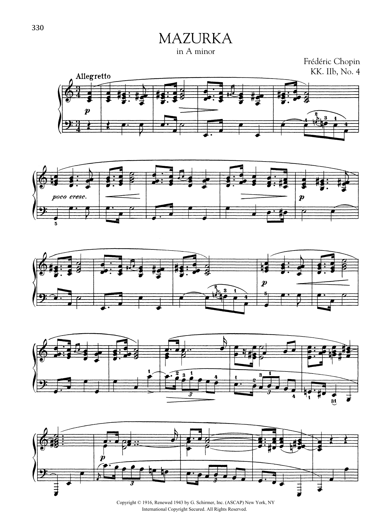 Product gallery: Page 1 of 1 Mazurka in A minor, KK. IIb, No. 4, Frédéric Chopin