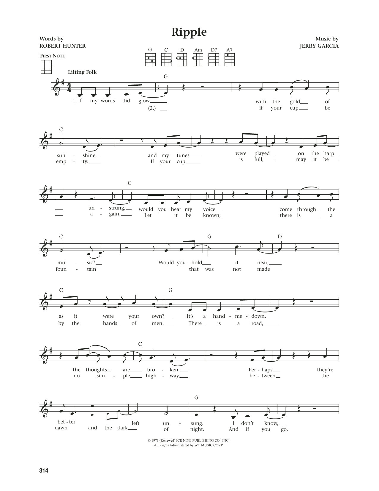 Product gallery: Page 1 of 1 Ripple (from The Daily Ukulele) (arr. Jim Beloff), Grateful Dead