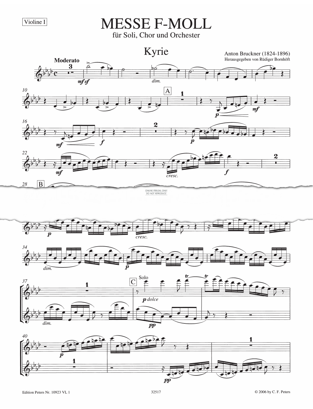 Product picture to: Mass in F Minor (Violin I)