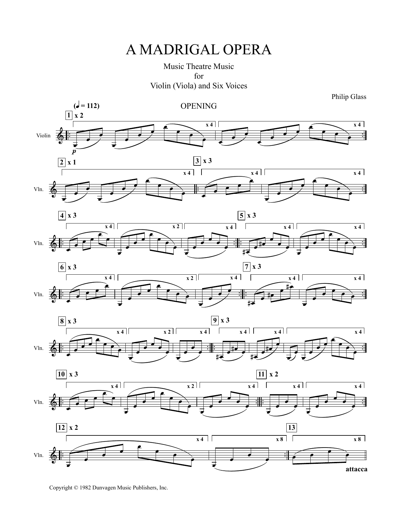 Produktgalerie: Seite 1 von 1 A Madrigal Opera (Score), Philip Glass