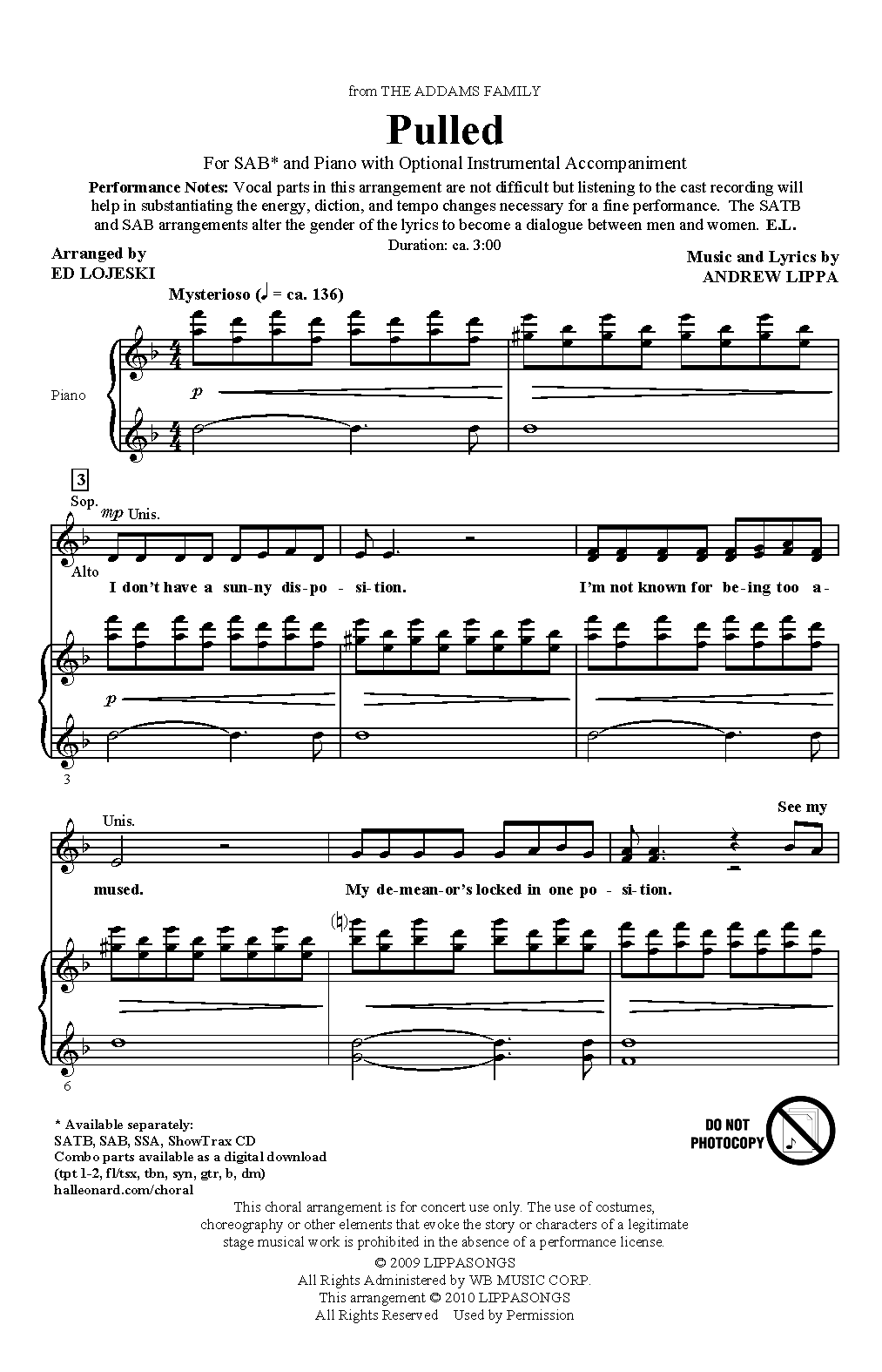 Produktbild zu: Pulled (from The Addams Family) (arr. Ed Lojeski)