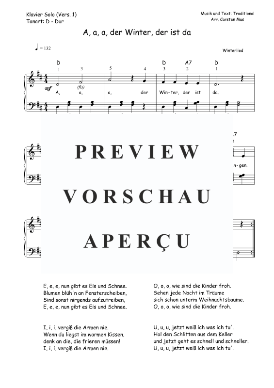 Produktbild zu: A, a, a, der Winter, der ist da (Vers. - 1)Traditional