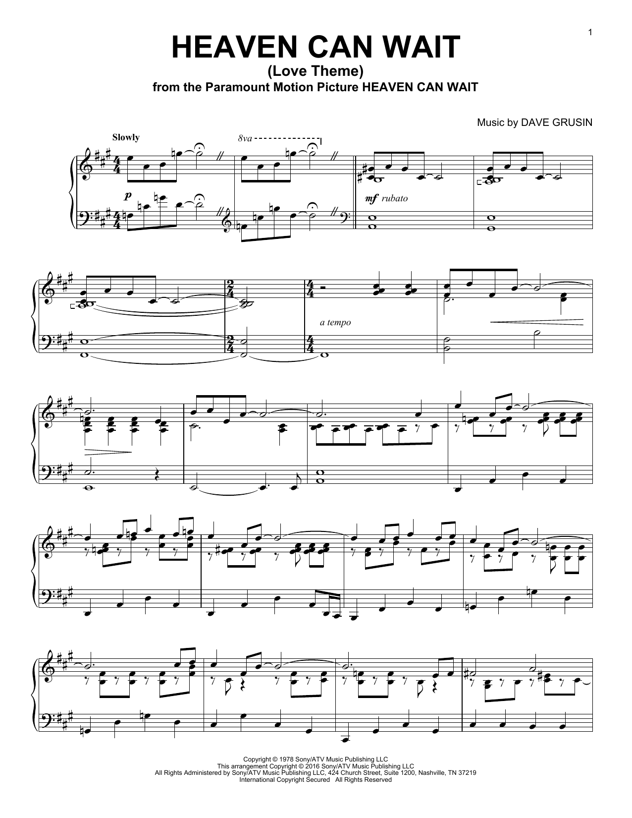 Product gallery: Page 1 of 1 Heaven Can Wait (Love Theme), Dave Grusin
