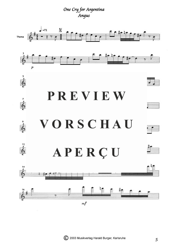 gallery: One Cry For Argentina - Suite für Melodieinstrument & Gitarre, , Querflöte - Einzelstimme