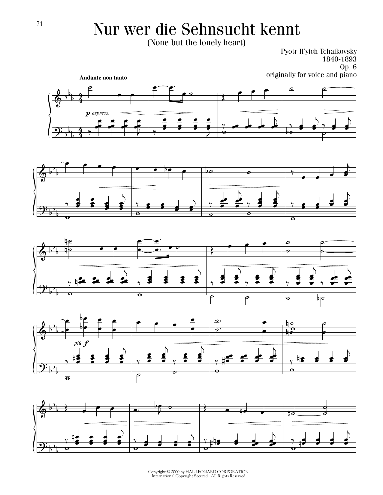 Produktbild zu: None But The Lonely Heart (Nur Wer Die Sehnsucht Kennt), Op. 6