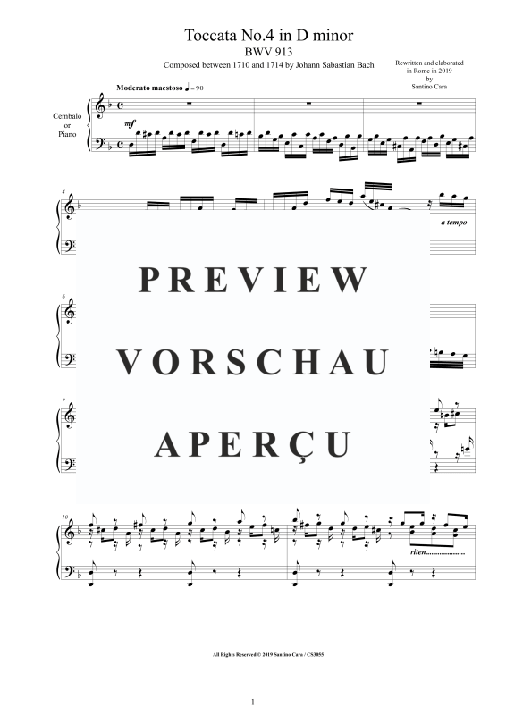 Produktgalerie: Seite 2 von 11 Toccata Nr. 4 D-Moll BWV 913, , Cembalo/Klavier Solo