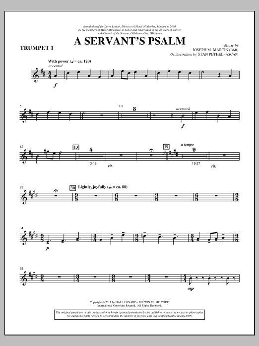 Produktbild zu: A Servant's Psalm - Bb Trumpet 1