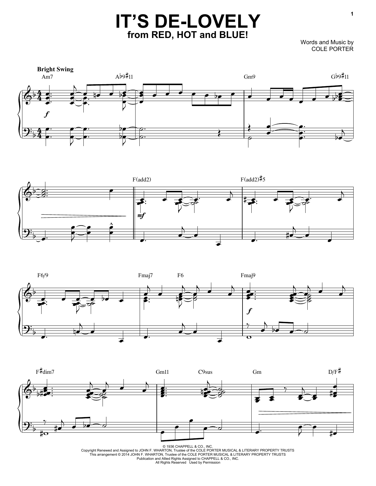 Product picture to: It's De-Lovely [Jazz version] (arr. Brent Edstrom)