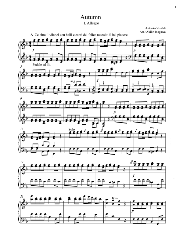 Product picture to: Autumn (from: Four Seasons - 3 movements)Antonio Vivaldi