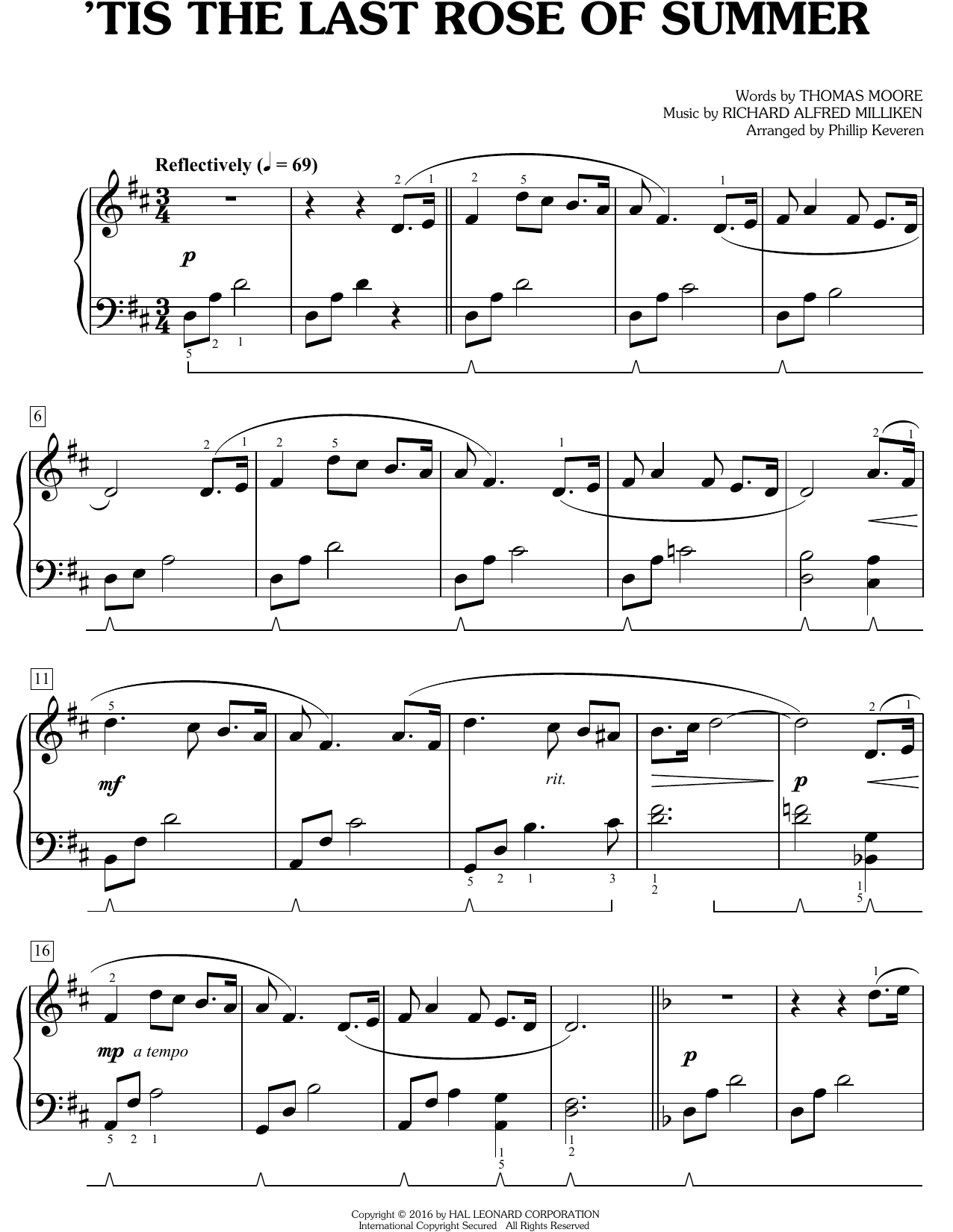 Produktgalerie: Seite 1 von 1 'Tis The Last Rose Of Summer, Traditional, Klavier