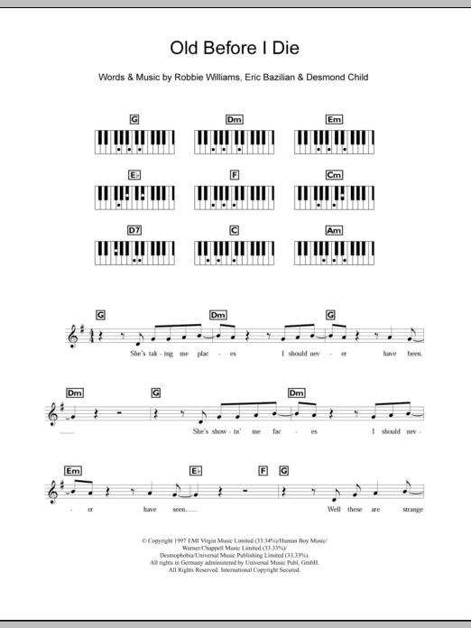 Product picture to:  Old Before I Die - Robbie Williams