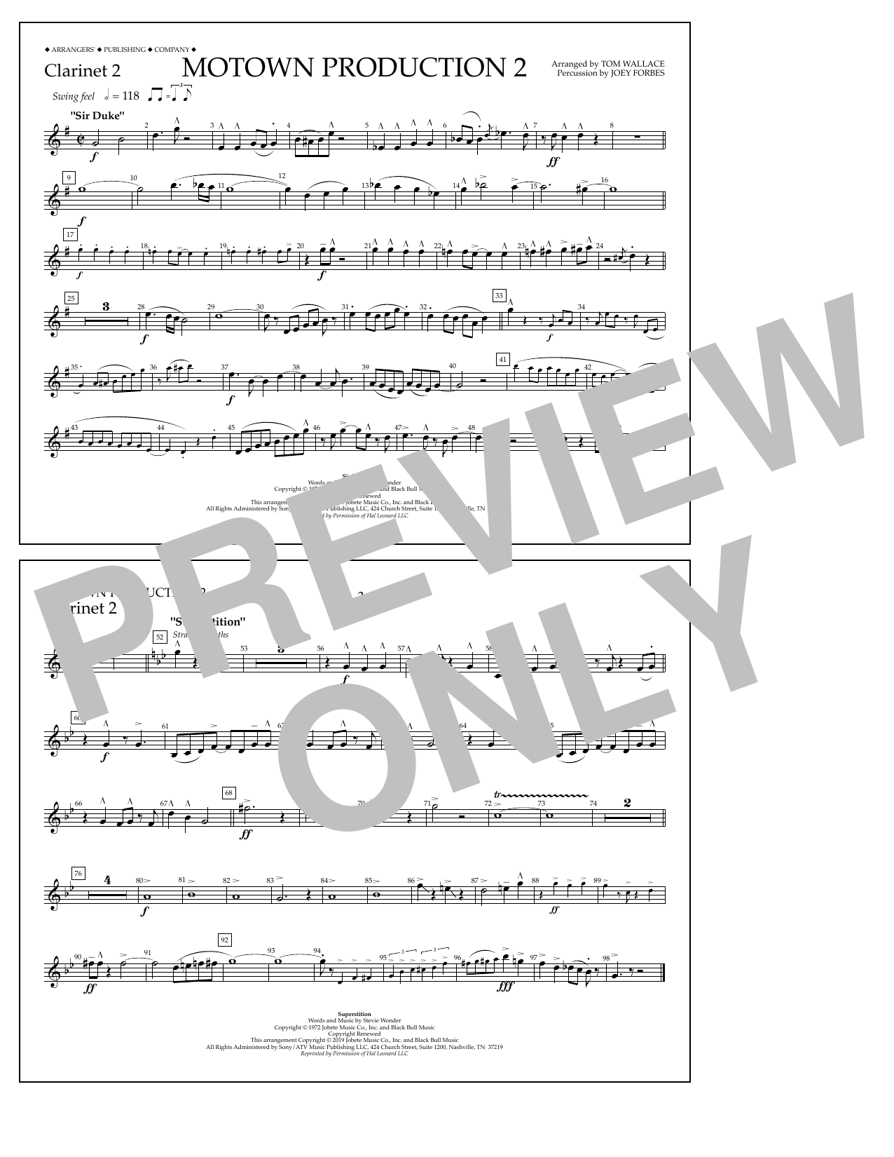 Produktbild zu: Motown Production 2 (arr. Tom Wallace) - Clarinet 2