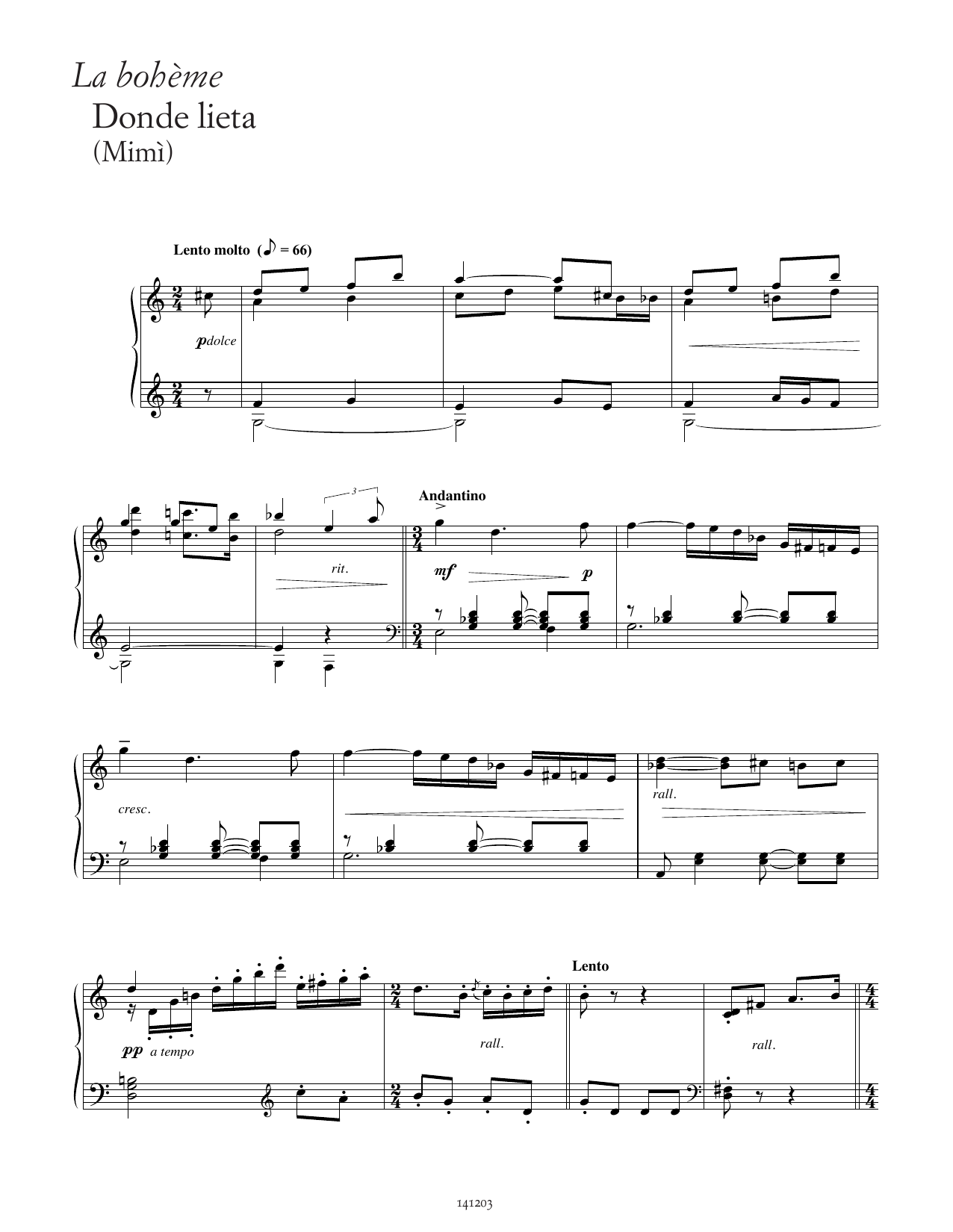 Produktbild zu: Donde lieta uscì (from La Bohème)