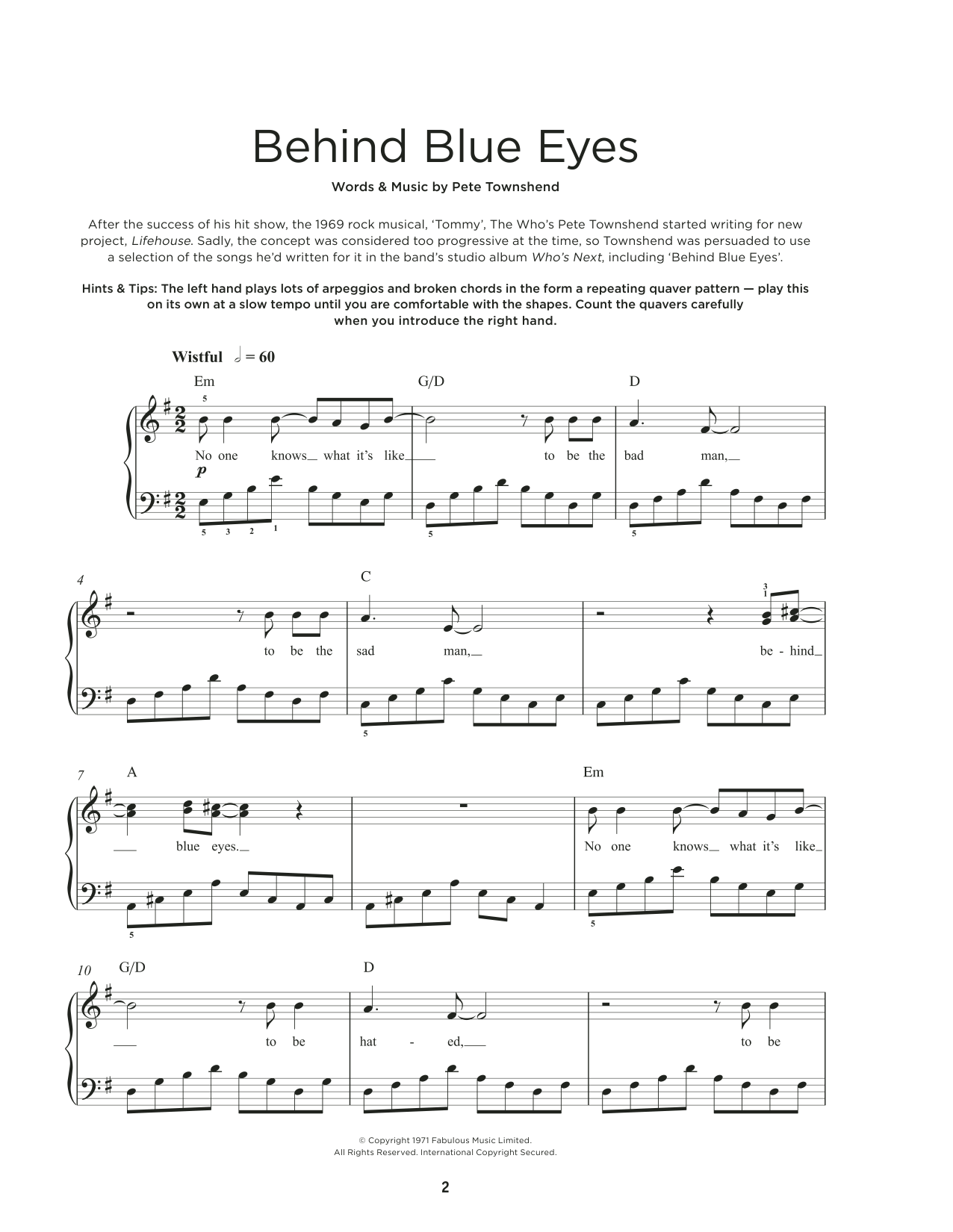 Product picture to: Behind Blue Eyes