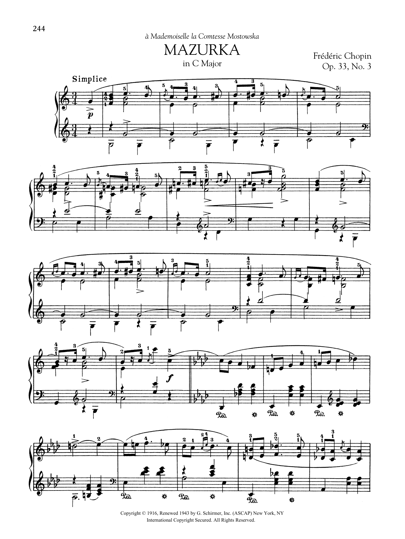 Product gallery: Page 1 of 1 Mazurka in C Major, Op. 33, No. 3, Frédéric Chopin